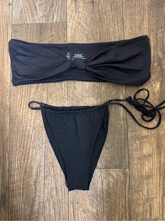 Stone Fox Swim Other - Stone Fox Swim SET- LELE BANDEAU Bikini top and RIVER bottoms- small- Black Onyx